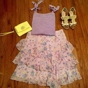 Silk Watercolor Floral Banana Republic Skirt